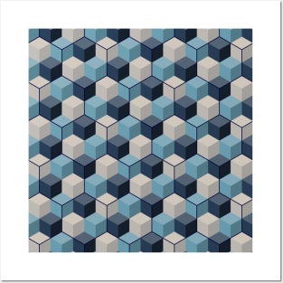 Cubes and Hexagons (Cool) Posters and Art